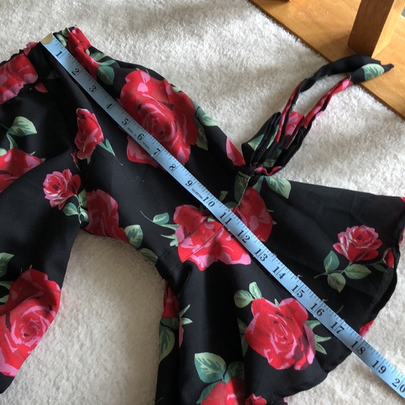 Anthro off the shoulder black dress with red roses - Picture 9 of 9